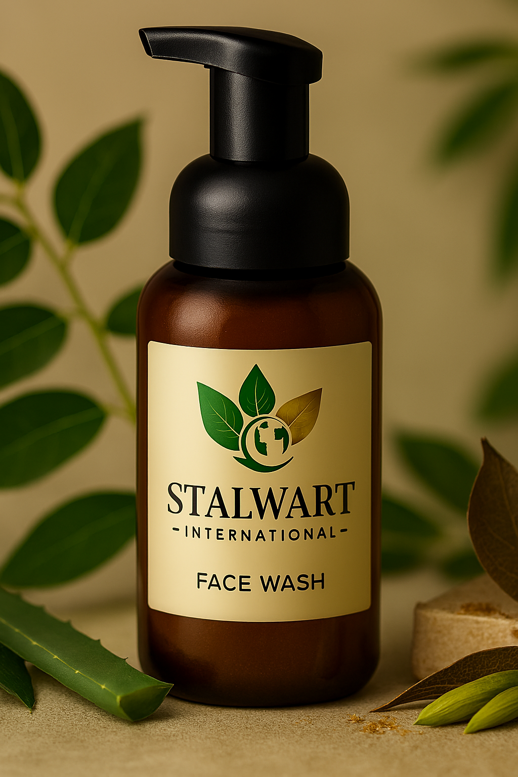 Stalwart International plant-based face wash bottle